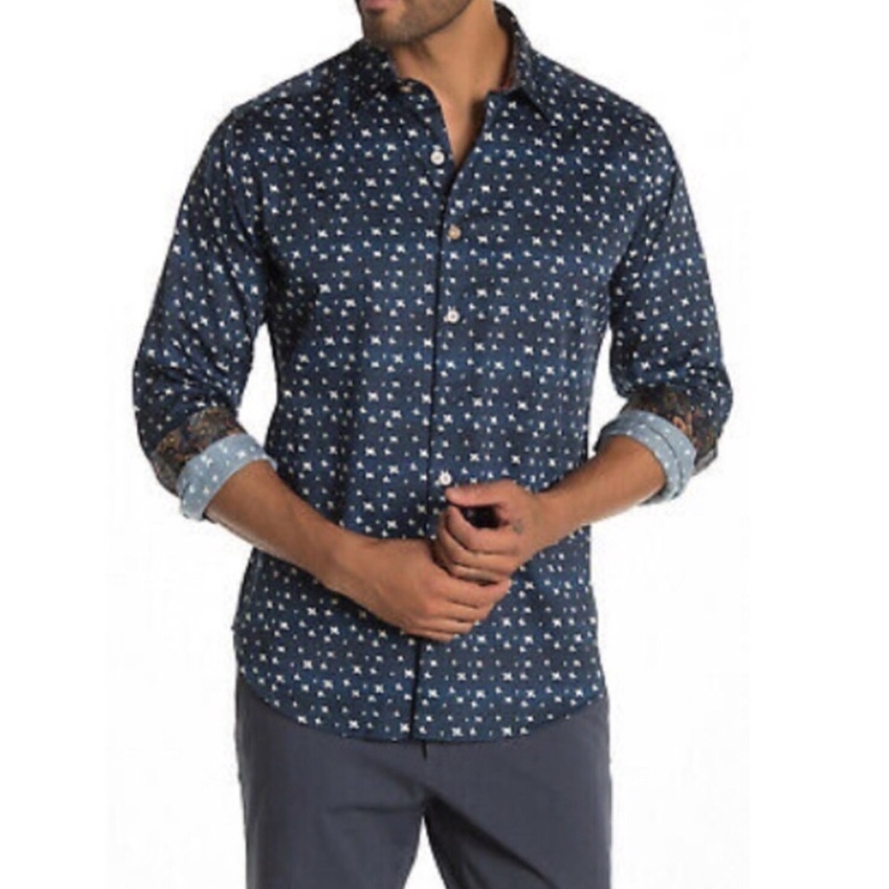 Robert Graham Tesoro Navy Classic Fit Shirt l S